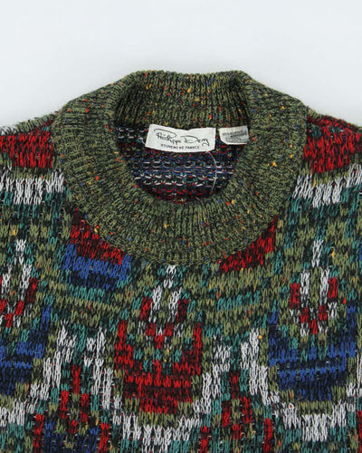 Vintage 90's Philippe Derry Patterned Chunky Wool Blend Jumper - L