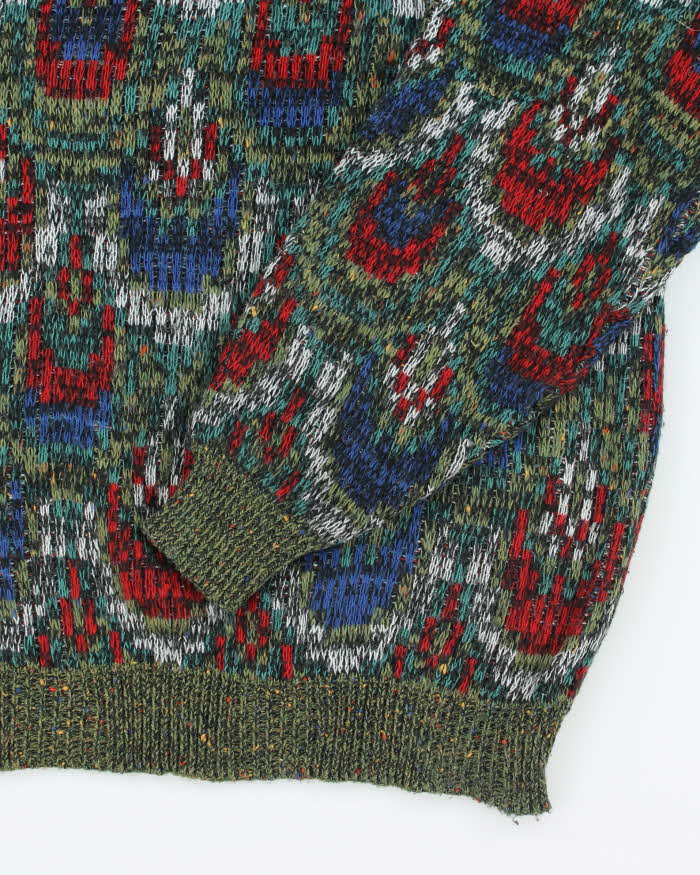 Vintage 90's Philippe Derry Patterned Chunky Wool Blend Jumper - L
