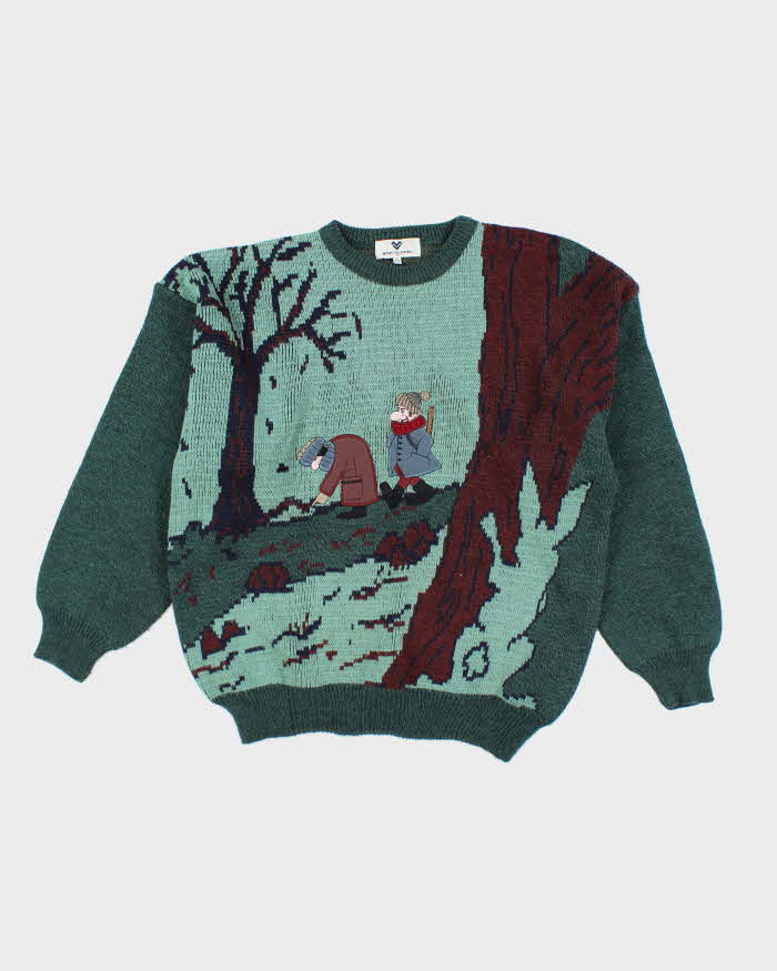 Vintage 90's Mario Valentino Graphic Chunky Knit Jumper - L