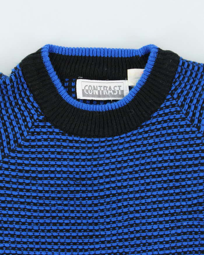 Vintage 90's Contrast Patterned Chunky Knit Jumper - M