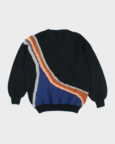 Vintage 90's Patterned Chunky Wool Blend Knit Jumper - L