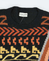 Vintage 90's Patterned Chunky Wool Blend Knit Jumper - L