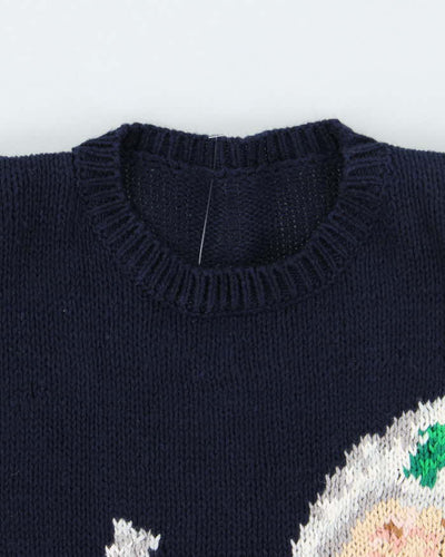 Vintage 80's Cola Christmas Santa Graphic Chunky Knit Jumper - M
