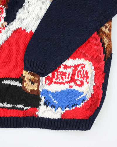 Vintage 80's Cola Christmas Santa Graphic Chunky Knit Jumper - M