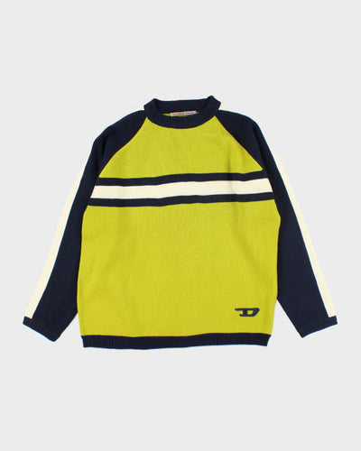 Vintage Y2K Striped Heavyweight Chunky Knit Jumper - M
