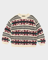 Vintage 80's Heavyweight Patterned Wool Knit Jumper - L