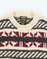 Vintage 80's Heavyweight Patterned Wool Knit Jumper - L