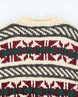 Vintage 80's Heavyweight Patterned Wool Knit Jumper - L