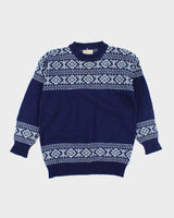Vintage 80's Patterned Wool Chunky Knit Jumper - M