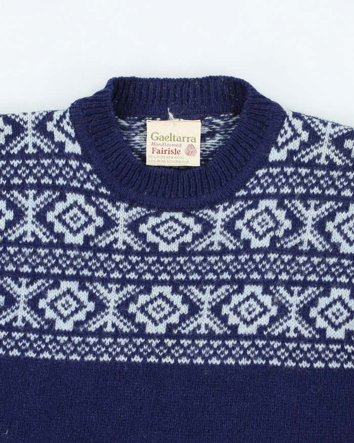 Vintage 80's Patterned Wool Chunky Knit Jumper - M