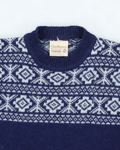 Vintage 80's Patterned Wool Chunky Knit Jumper - M