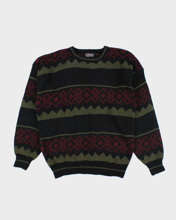 Vintage 90's Patterned Chunky Knit Jumper - XL