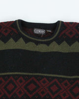 Vintage 90's Patterned Chunky Knit Jumper - XL