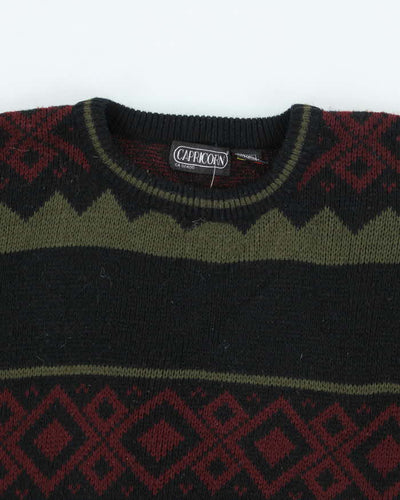Vintage 90's Patterned Chunky Knit Jumper - XL