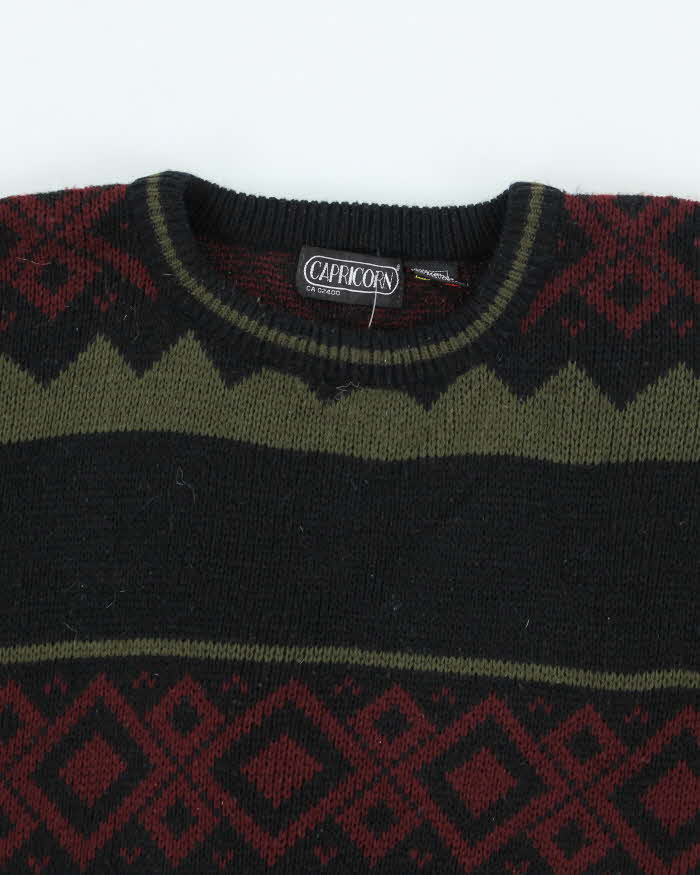 Vintage 90's Patterned Chunky Knit Jumper - XL