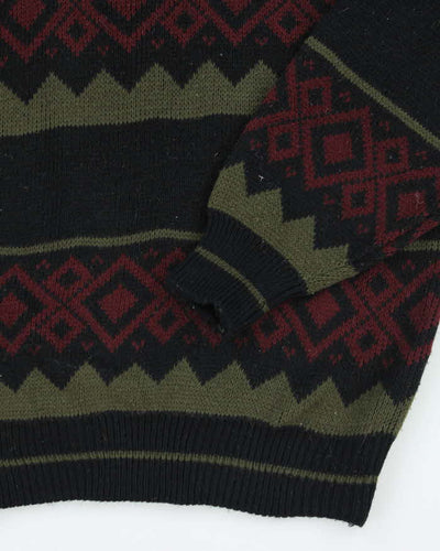 Vintage 90's Patterned Chunky Knit Jumper - XL