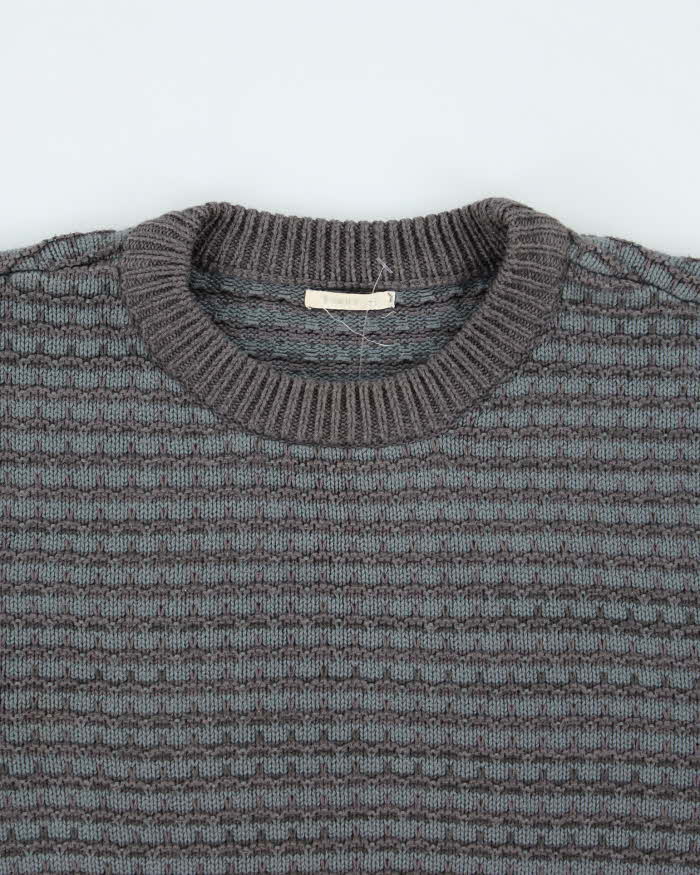 Vintage 90's Heavyweight Striped Chunky Knit Jumper - L
