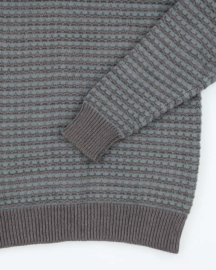 Vintage 90's Heavyweight Striped Chunky Knit Jumper - L