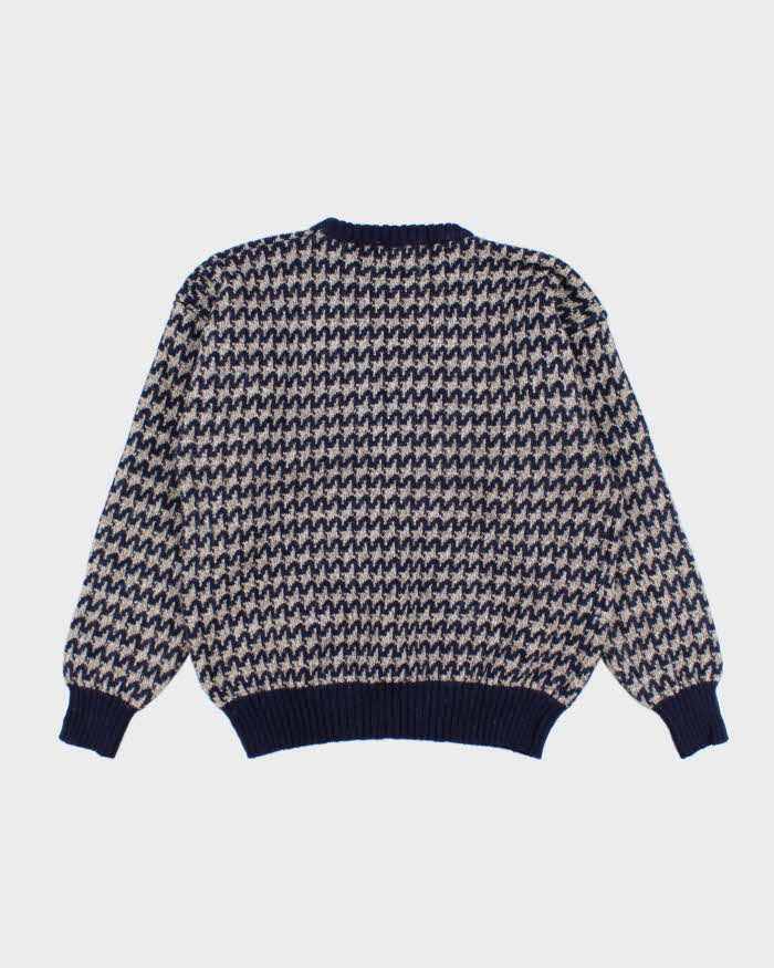 Vintage 80's Patterned Wool Chunky Knit Jumper - L