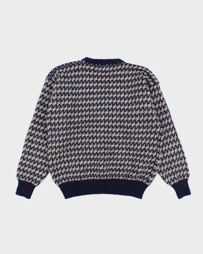 Vintage 80's Patterned Wool Chunky Knit Jumper - L