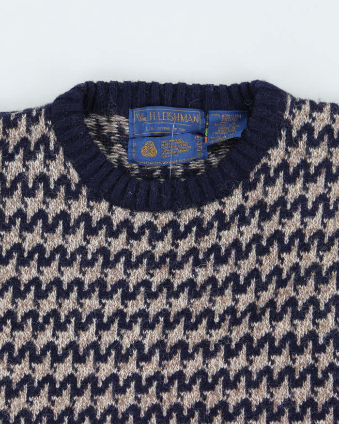 Vintage 80's Patterned Wool Chunky Knit Jumper - L