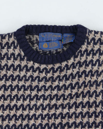 Vintage 80's Patterned Wool Chunky Knit Jumper - L