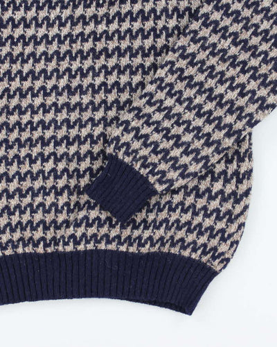 Vintage 80's Patterned Wool Chunky Knit Jumper - L