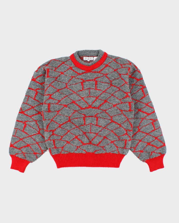 Vintage 90's Heavyweight Patterned Chunky Knit Jumper - M
