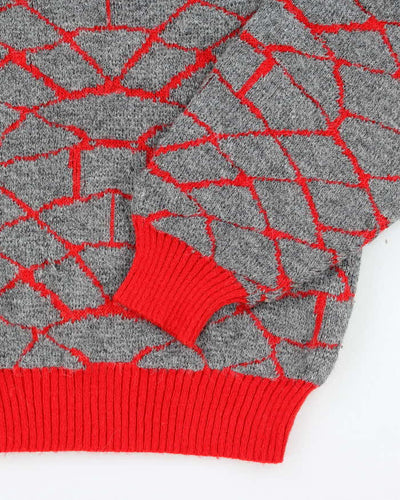 Vintage 90's Heavyweight Patterned Chunky Knit Jumper - M