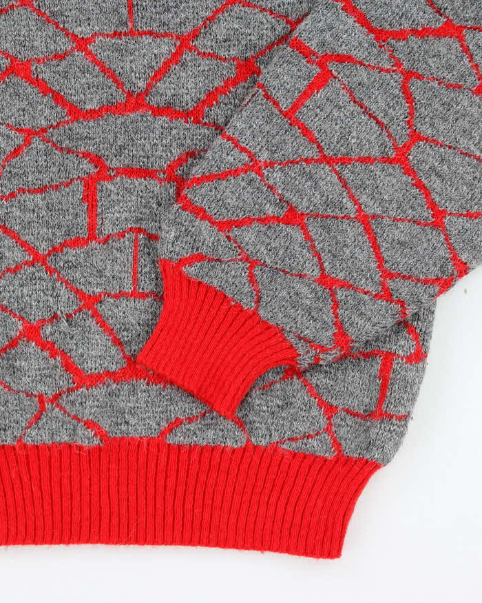 Vintage 90's Heavyweight Patterned Chunky Knit Jumper - M