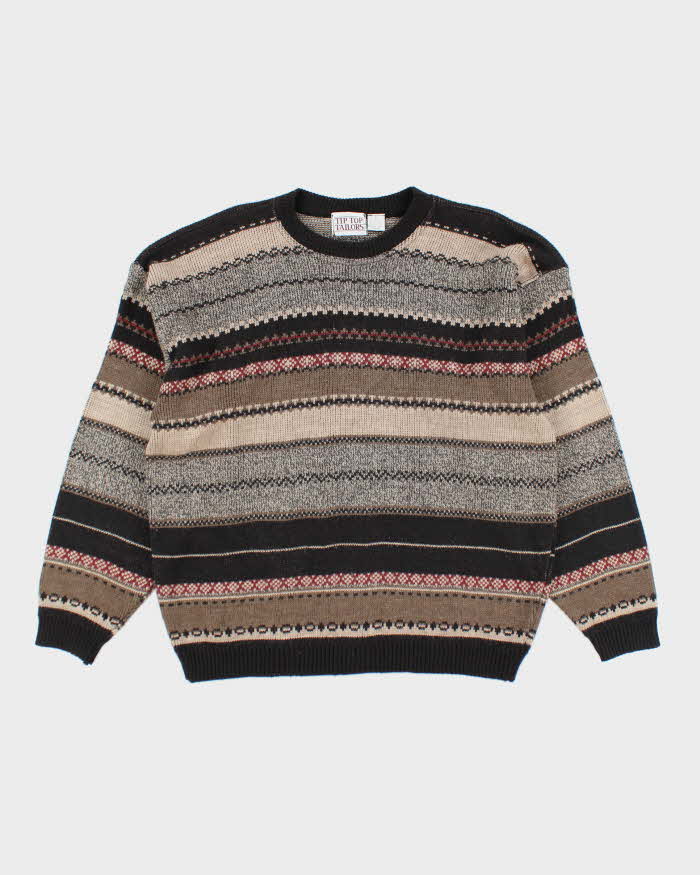 Vintage 90's Tip Top Tailors Patterned Heavyweight Knit Jumper - L