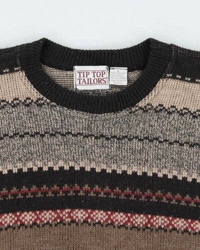 Vintage 90's Tip Top Tailors Patterned Heavyweight Knit Jumper - L