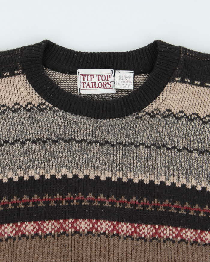 Vintage 90's Tip Top Tailors Patterned Heavyweight Knit Jumper - L