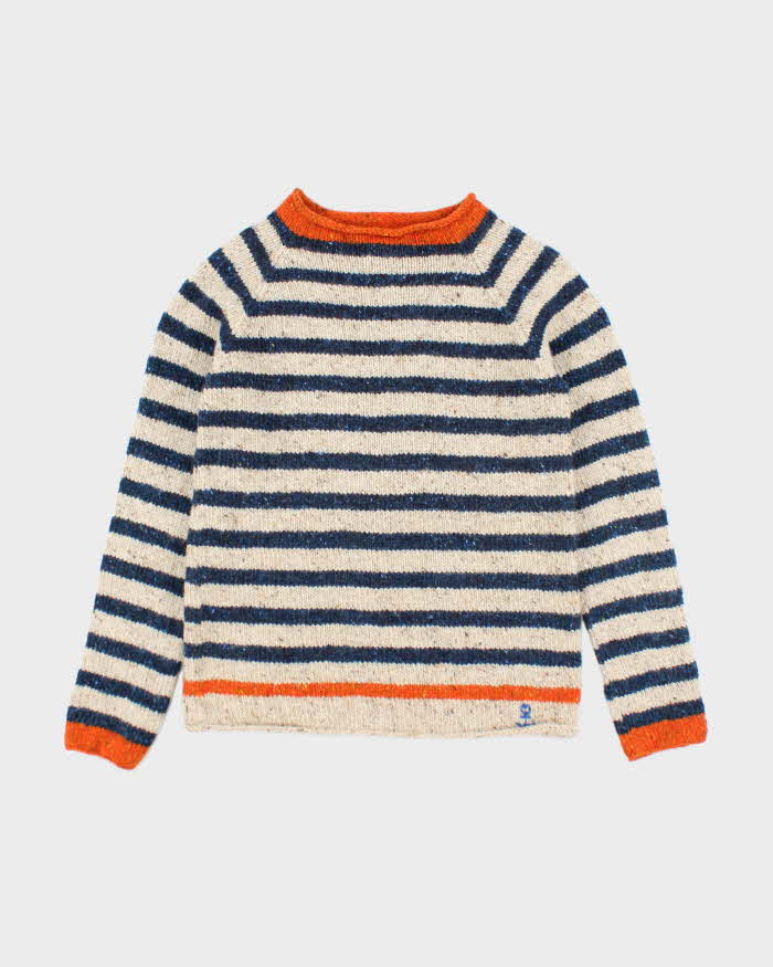 Vintage 80's Striped 100% Wool Jumper - S