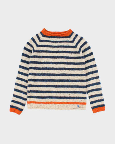 Vintage 80's Striped 100% Wool Jumper - S