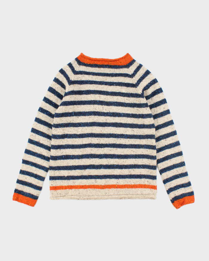 Vintage 80's Striped 100% Wool Jumper - S