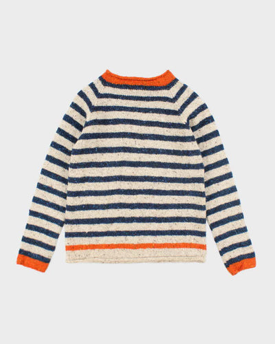 Vintage 80's Striped 100% Wool Jumper - S
