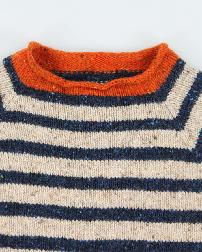 Vintage 80's Striped 100% Wool Jumper - S