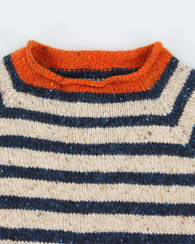 Vintage 80's Striped 100% Wool Jumper - S