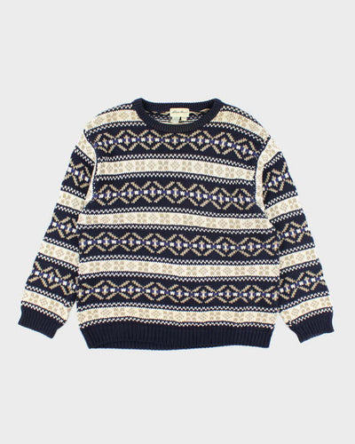 Vintage 90's Eddie Bauer Heavyweight Patterned Chunky Knit Jumper - L