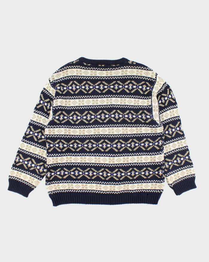 Vintage 90's Eddie Bauer Heavyweight Patterned Chunky Knit Jumper - L