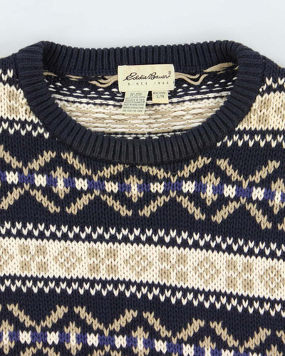 Vintage 90's Eddie Bauer Heavyweight Patterned Chunky Knit Jumper - L