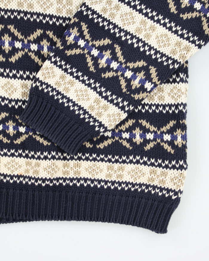 Vintage 90's Eddie Bauer Heavyweight Patterned Chunky Knit Jumper - L