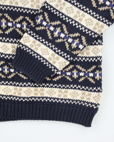 Vintage 90's Eddie Bauer Heavyweight Patterned Chunky Knit Jumper - L
