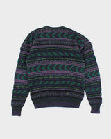 Vintage 90's Textured Patterned Chunky Knit Jumper - L