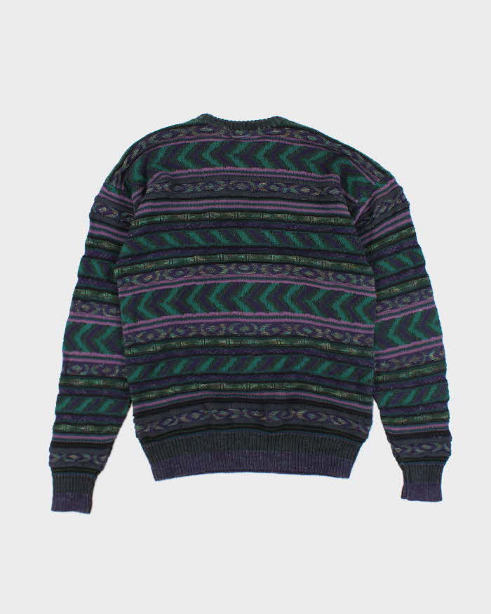 Vintage 90's Textured Patterned Chunky Knit Jumper - L
