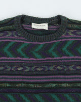 Vintage 90's Textured Patterned Chunky Knit Jumper - L