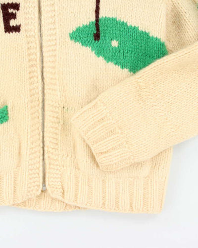 Vintage 80's Heavyweight Cowichan Golf Graphic Wool Zip Cardigan - L