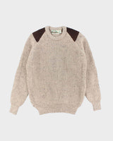 Vintage 80's Aran Crafts Heavyweight Ribbed Wool Knit Jumper - M
