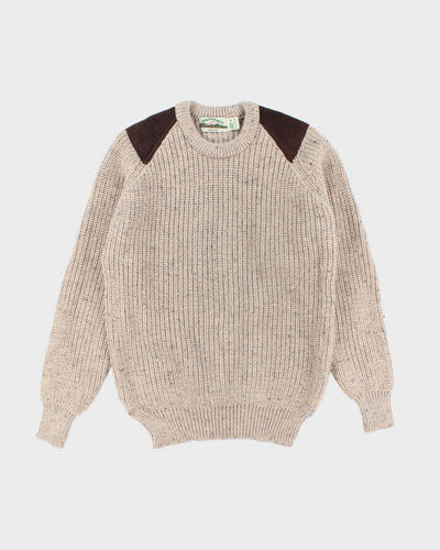 Vintage 80's Aran Crafts Heavyweight Ribbed Wool Knit Jumper - M